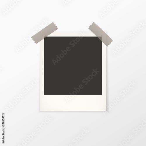 Illustration of Vintage Photo Frame Sticked on White to Background. Retro Photorealistic Photo Frame. Vintage illustration. EPS 10.