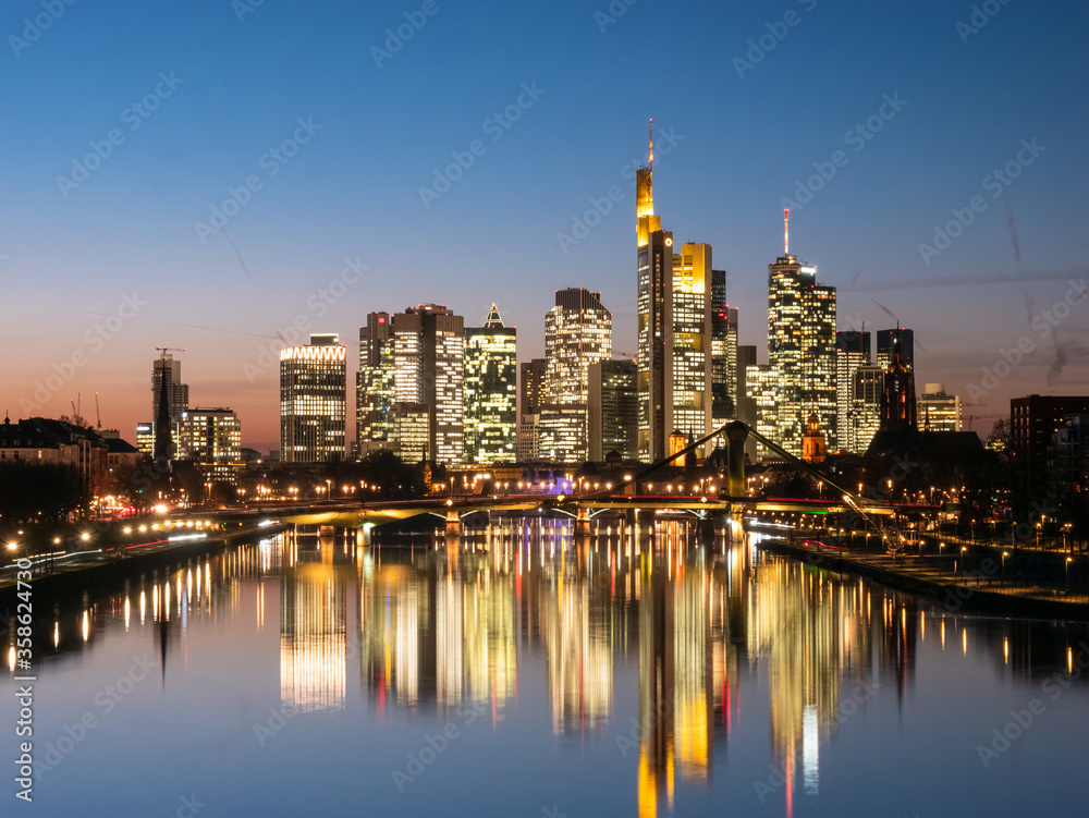 Panorama of the skyline Frankfurt am Main at twilight Panorama of the skyline Frankfurt am Main at twilight