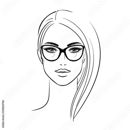 Side View of Woman in Glasses. Beautiful Illustration Picture Stock  Illustration - Illustration of quality, creative: 278502817