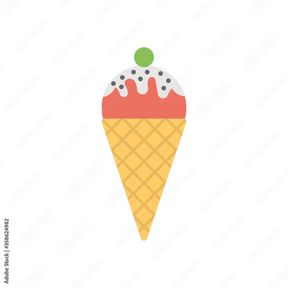 Ice cream icon in flat design style. Dessert sign.