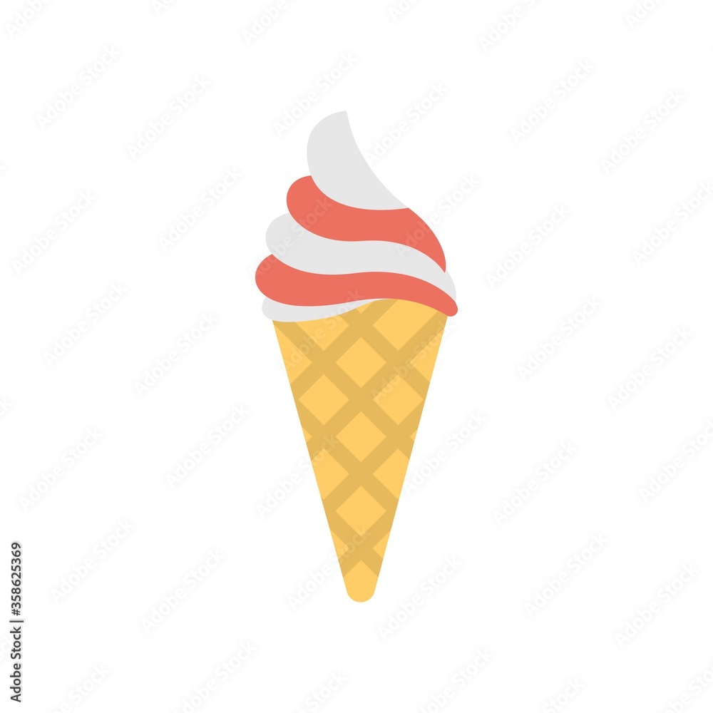 Ice cream icon in flat design style. Dessert sign.