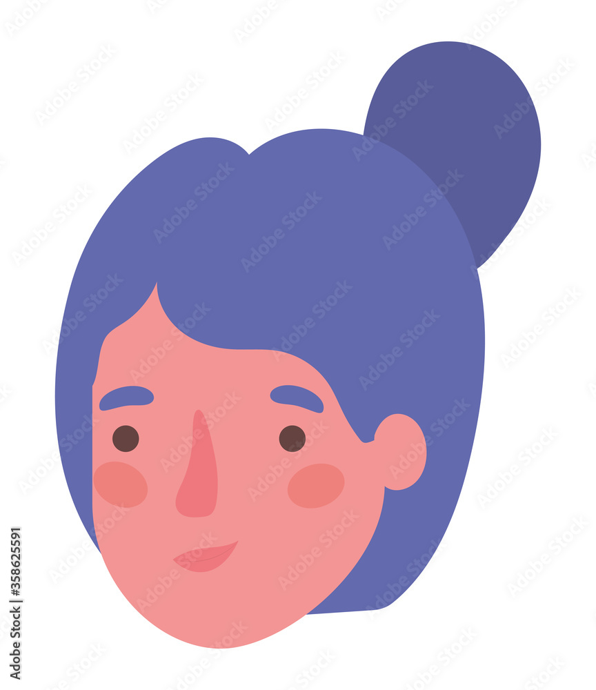 Head woman cartoon design, Girl female person people human and social media theme Vector illustration