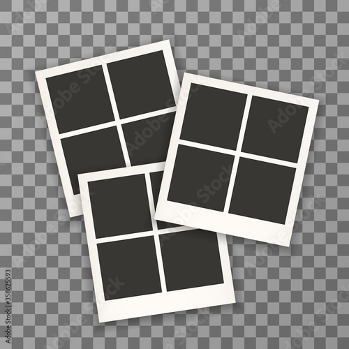 Set of retro photo frames for document. Photo frame isolated on a background. Photo frame mock up. Photo frame border. Photo frame on plaid background. Photo frame retro. Photo frame vector. EPS 10.