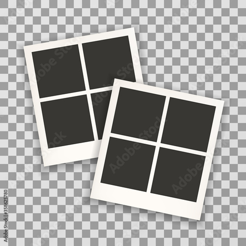 Two photo frame retro . Photo frame isolated on a background. Photo frame mock up. Photo frame border. Photo frame on plaid background. Photo frame retro. Photo frame - stock vector. EPS 10.