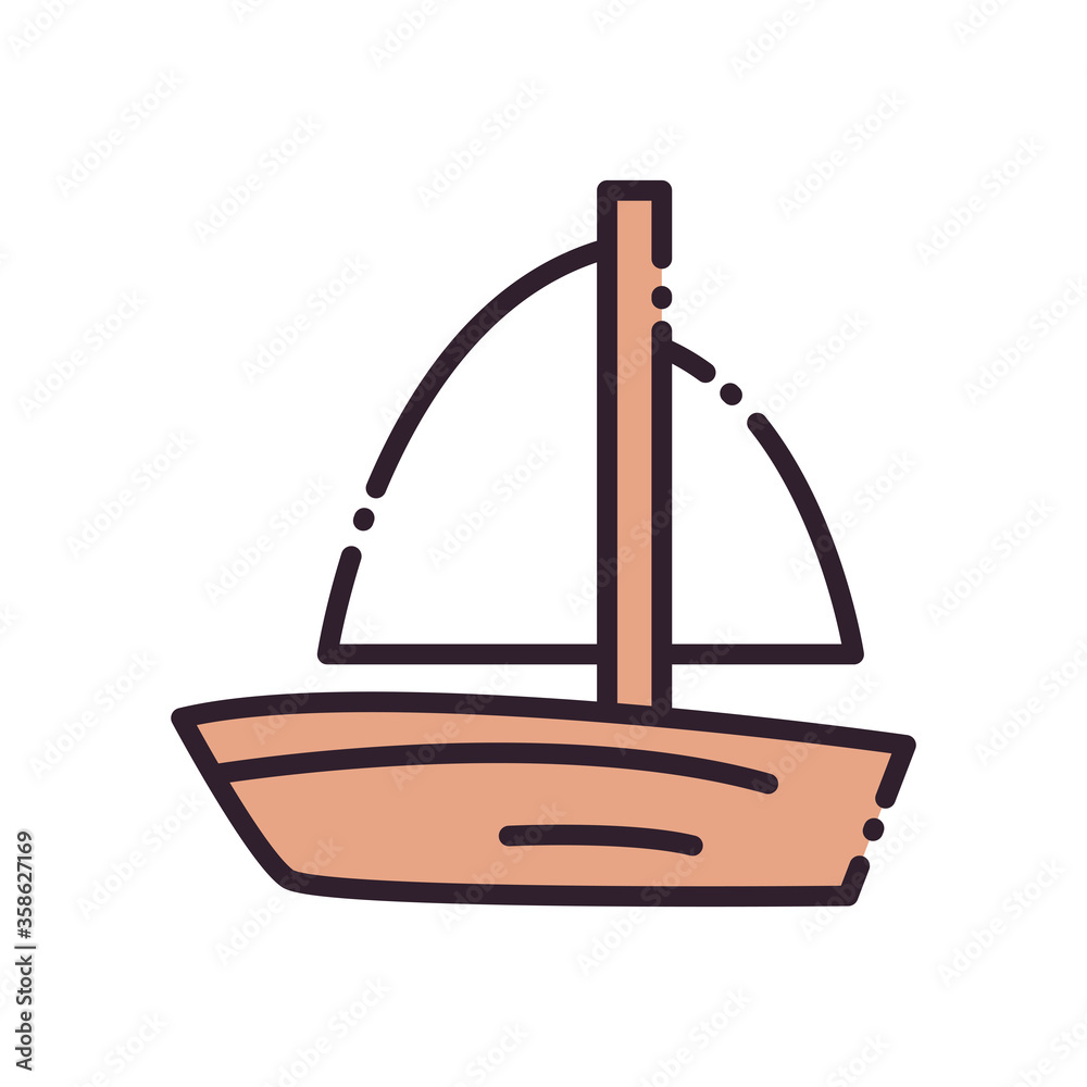 Isolated sailboat fill and line style icon vector design Isolated sailboat fill and line style icon vector design