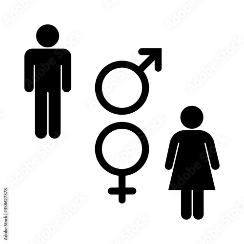 Man and woman gender vector icon isolated on white background. Boy and girl badge.