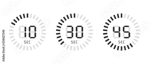 Set Watch icon with a digital display. Digital timers isolated on transparent background. Vector illustration.