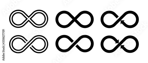 Infinity sumbol. Set Infinity vector icon isolated on white background.