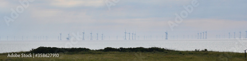Europes largest wind farm off the coast of cumbria, photo taken from Walnley Island, Barrow in furness,  Cumbria, England, UK photo