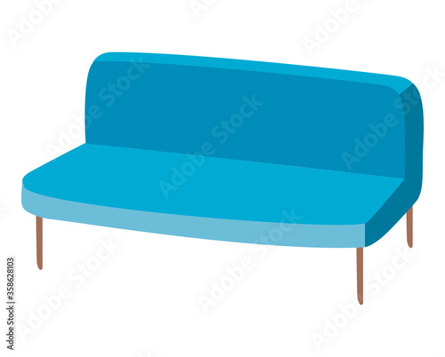 blue couch design, seat furniture interior home comfortable style and object theme Vector illustration