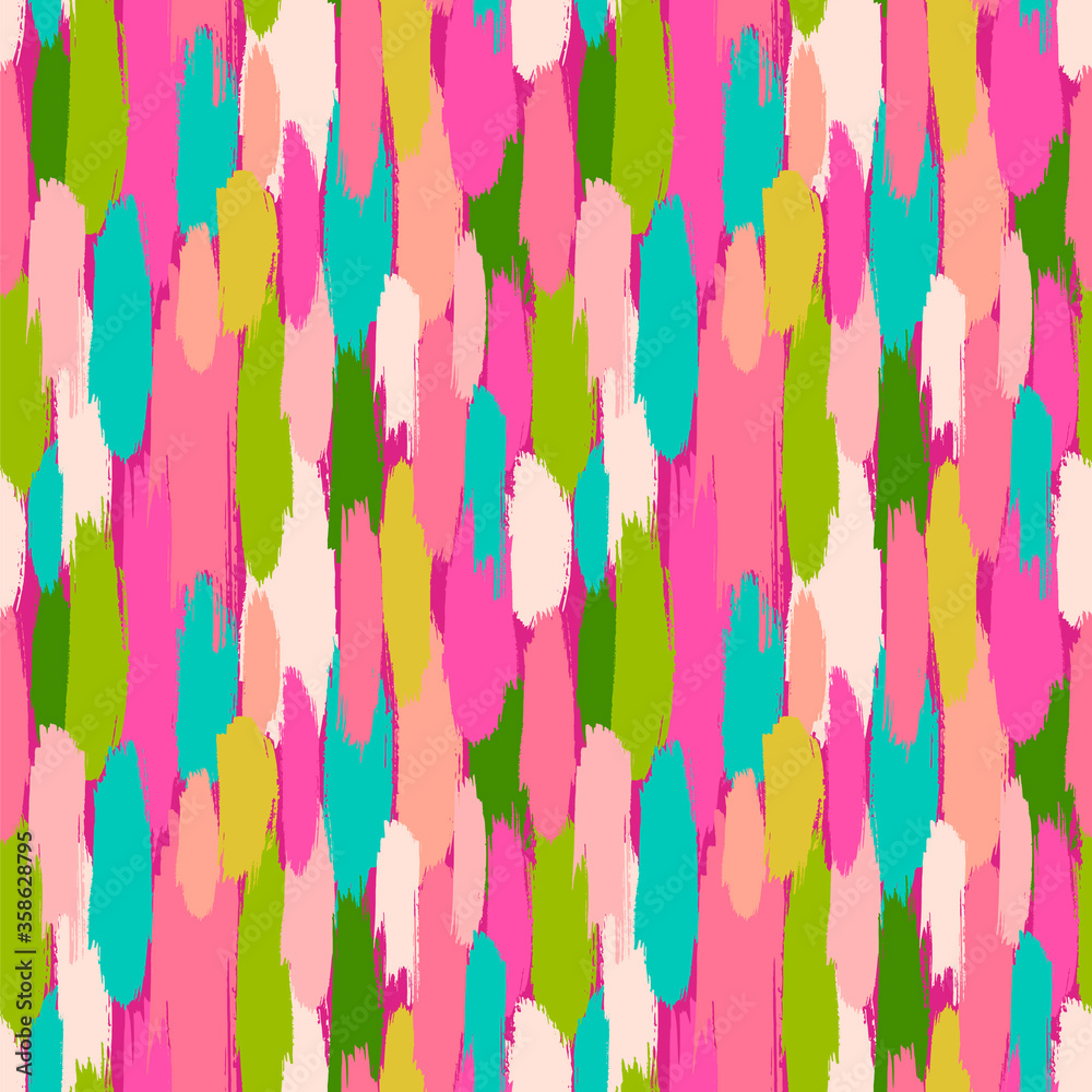 Seamless vector pattern with vertical brush strokes of vibrant colors.