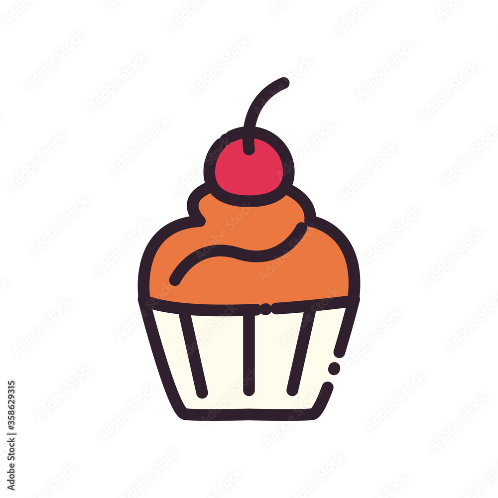 Sweet cupcake fill and line style icon vector design Sweet cupcake fill and line style icon vector design