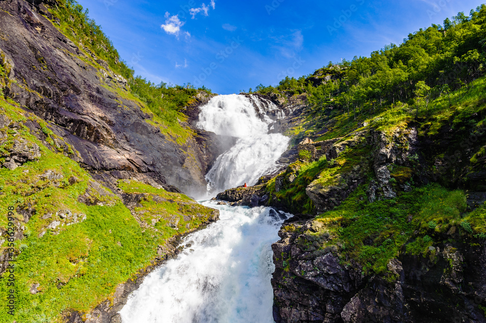 It's Kjosfossen, incredible waterfall of Norway. And the beautiful legendary Huldra dances. It's Kjosfossen, incredible waterfall of Norway. And the beautiful legendary Huldra dances.