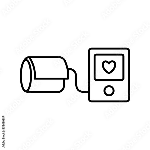 Blood pressure monitor line icon on white background