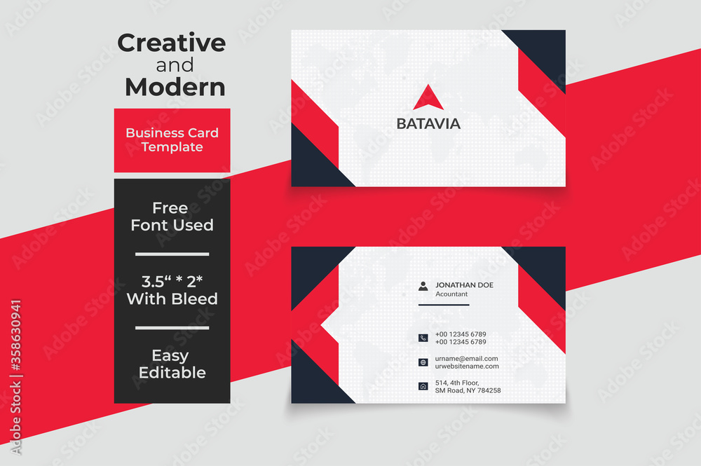Modern business card template red black colors. creative design Modern business card template red black colors. creative design