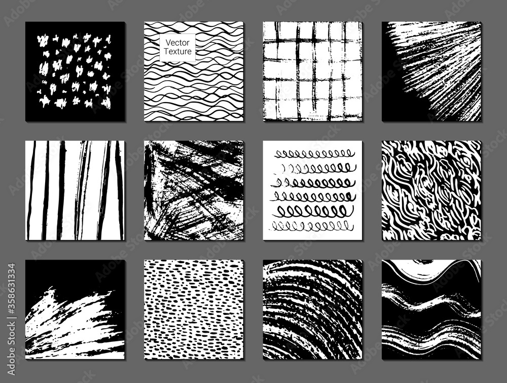 Set of hand drawn textures and lines. Doodle style. Vector grunge ...