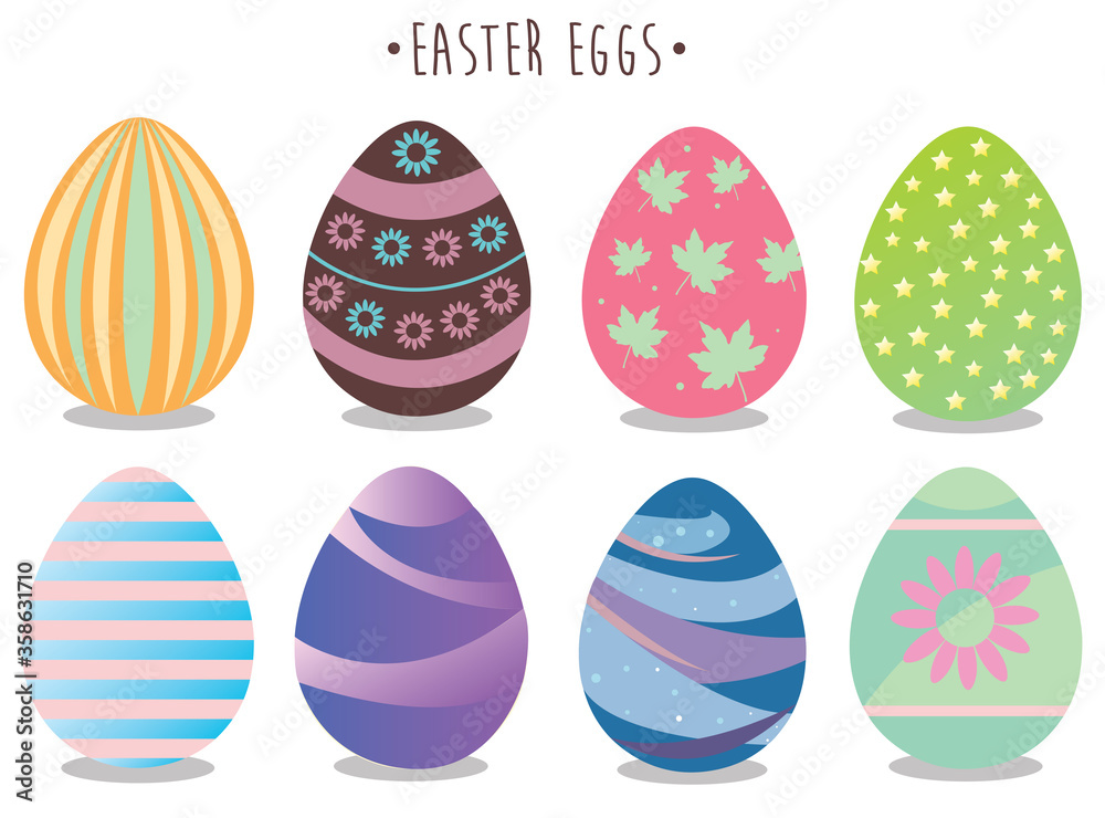 Happy Easter. Easter Eggs handdrawn icons.