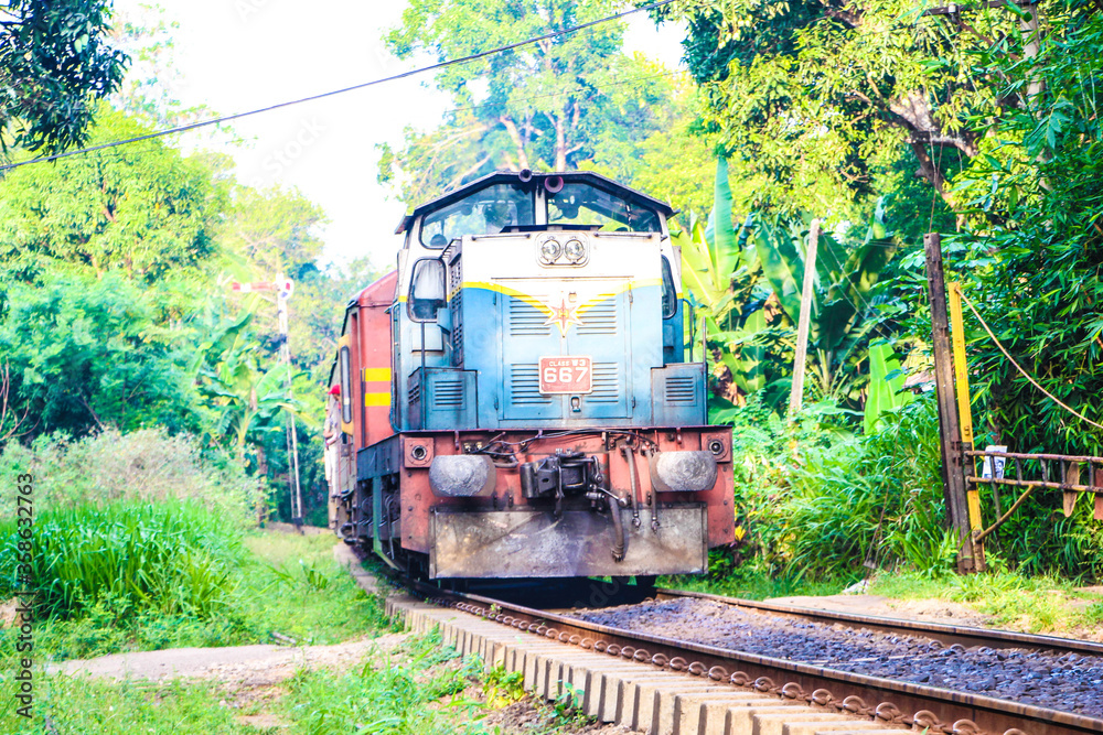 Obraz premium Train through the sun