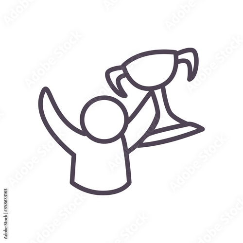 avatar holding trophy line style icon vector design photo