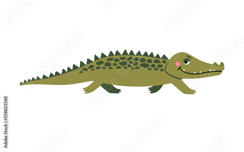 Cute crocodile character. Simple cartoon vector style illustration of animal  isolated on white background