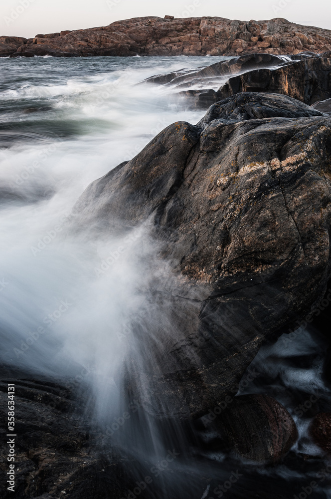 Waves crushing the coastline, Sweden Waves crushing the coastline, Sweden