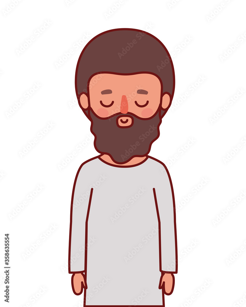 Avatar man cartoon with beard and brown hair design, Boy male person people human social media and portrait theme Vector illustration