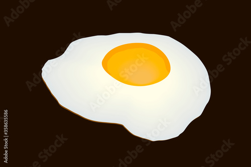 fried eggs from one egg on a black background