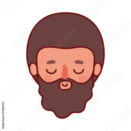 head man cartoon with beard and brown hair design, Boy male person people human social media and portrait theme Vector illustration