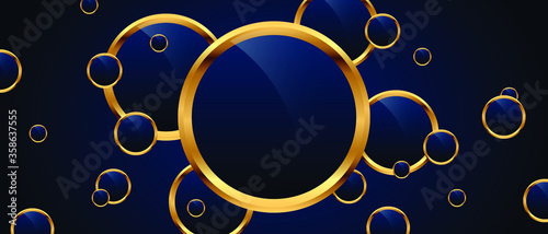 Abstract circles pattern luxury dark blue with gold vector background