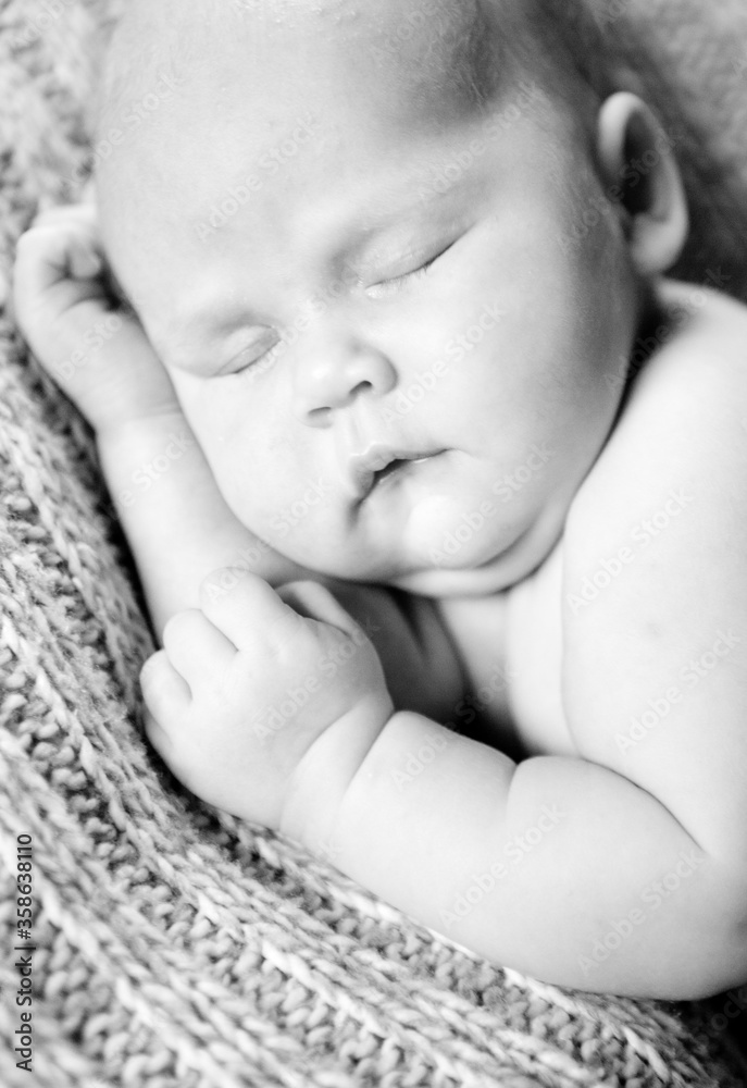 black white. sleeping newborn baby. care of children. peaceful sleep of child. black white. sleeping newborn baby. care of children. peaceful sleep of child.