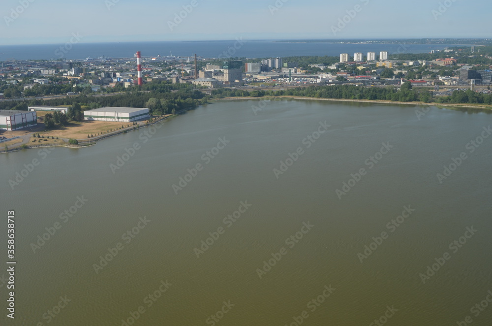 View from the airliner of Tallinn - Oslo