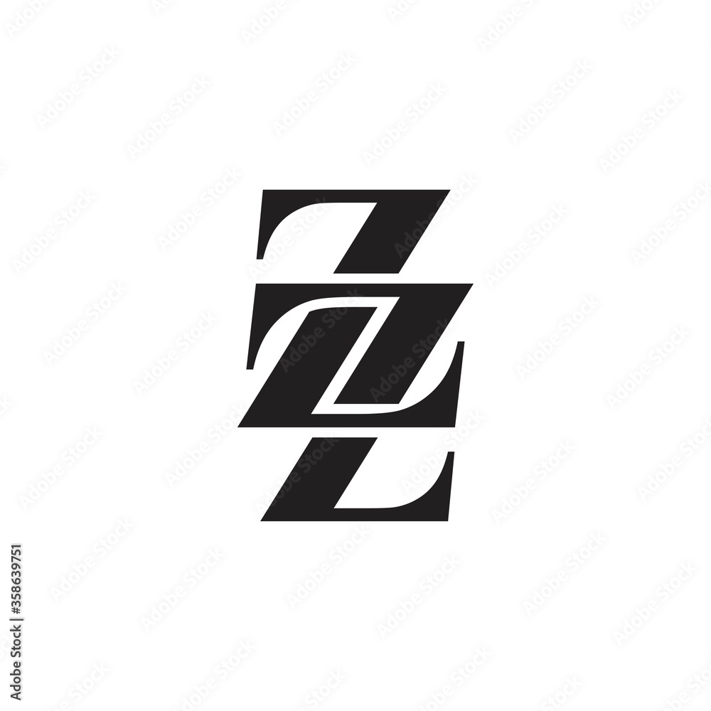 Minimalist abstract letter ZZ logo. This logo icon incorporate with two abstract shape in the creative way.
