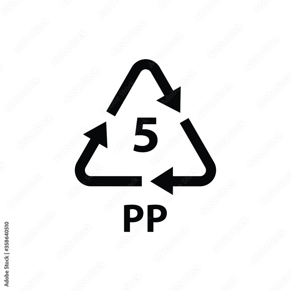 Plastic recycling symbol PP 5 , Plastic code , vector illustration