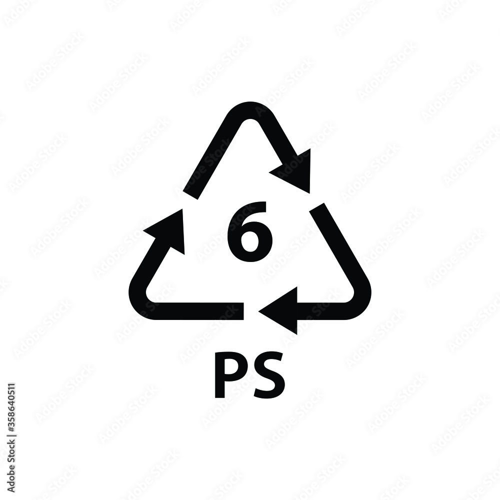 Plastic recycling symbol PS 6 , Plastic code , vector illustration Polystyrene Plastic recycling symbol PS 6 , Plastic code , vector illustration Polystyrene
