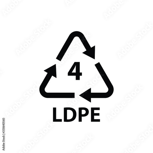 Plastic recycling symbol LDPE 4 , Plastic code    , vector illustration Low-density polyethylene