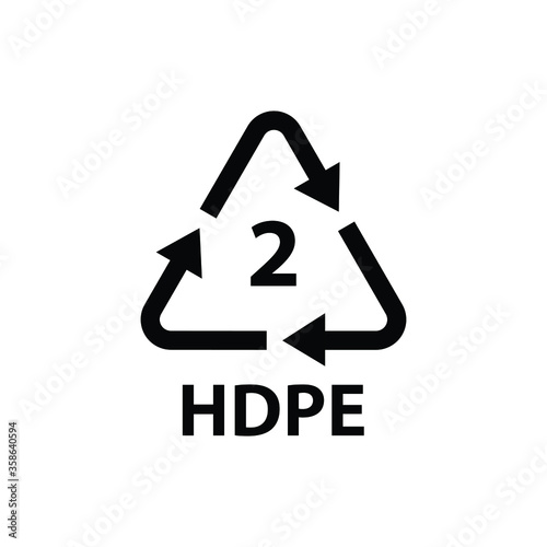 Plastic recycling symbol HDPE 2 , Plastic code    , vector illustration High-density polyethylene
