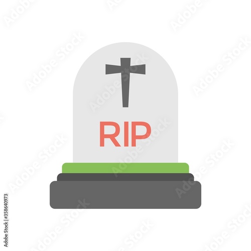 Grave icon in flat design style. Grave headstone sign. Tombstone symbol.