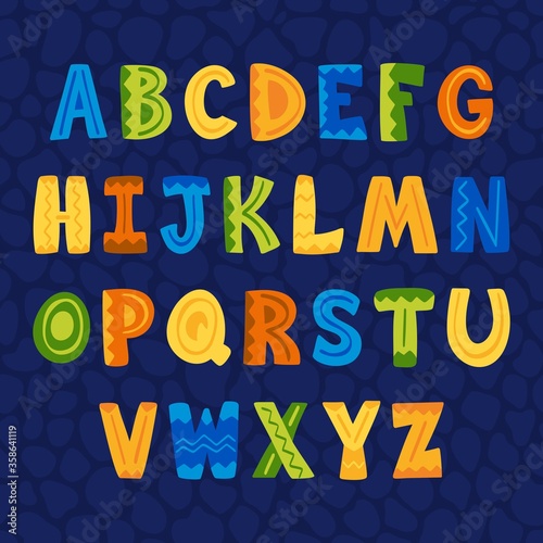 Cartoon vector Alphabet. Large Letter. Font. Vector illustration.
