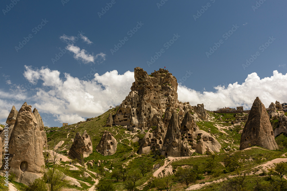 Uçhisar Castle, located in Cappadocia, is located on a hill with a height of 1350 meters. .