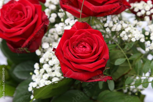 Fragments of a floral bouquet with beautiful roses