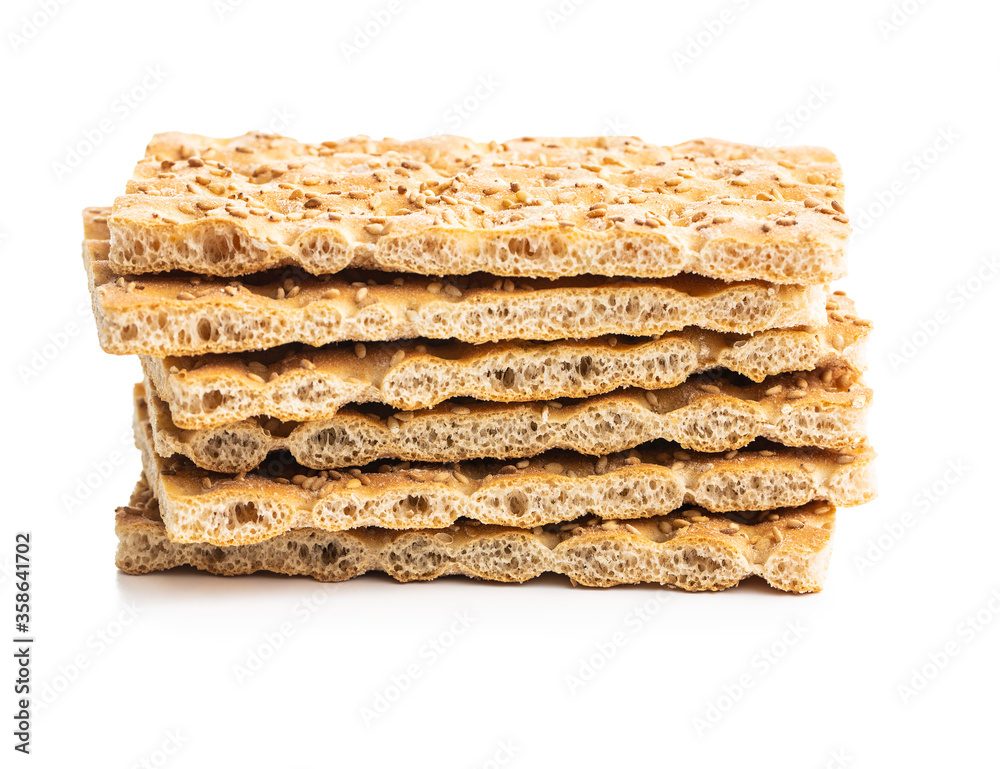 Knackebrot. Wholegrain crispbread with sesame seeds Knackebrot. Wholegrain crispbread with sesame seeds