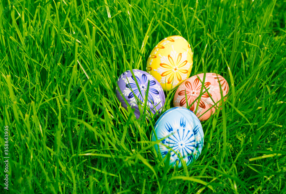 easter eggs in grass easter eggs in grass