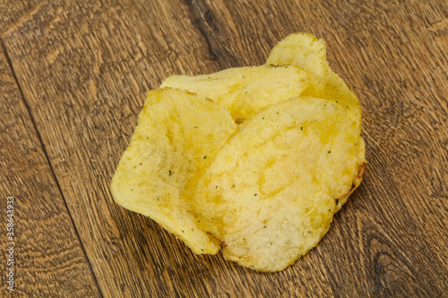 Natural potato salted chips heap