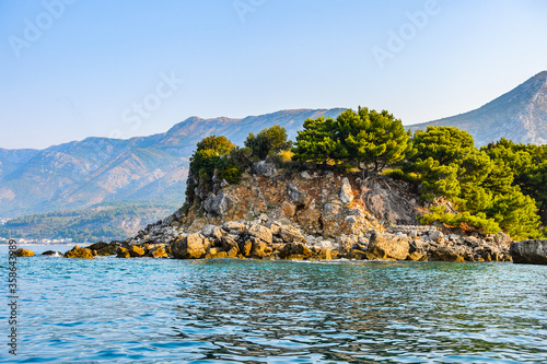 It's Coast of the Adriatic sea of Montenegro. Panoramic view