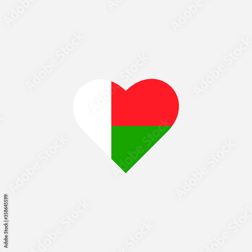 flag of madagascar heart vector