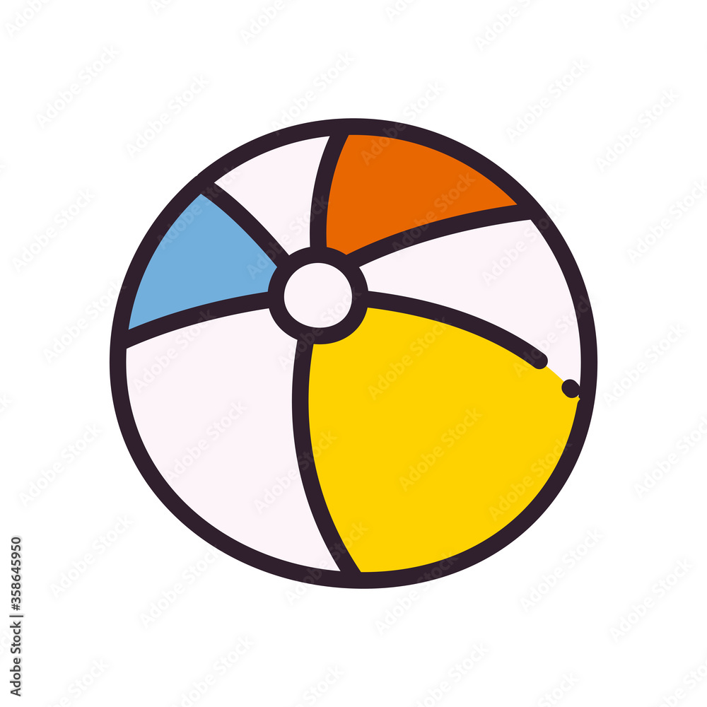 Summer striped ball fill and line style icon vector design Summer striped ball fill and line style icon vector design