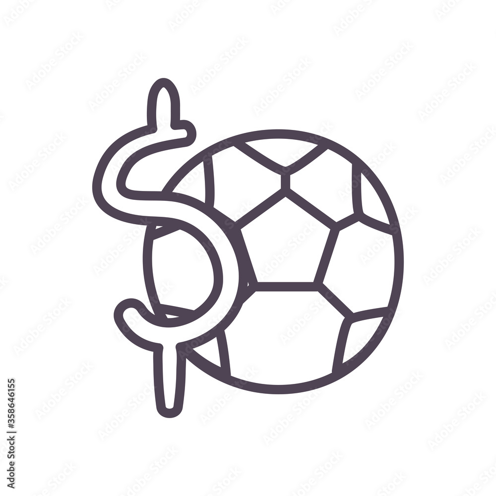 Obraz premium Soccer ball and dollar line style icon vector design
