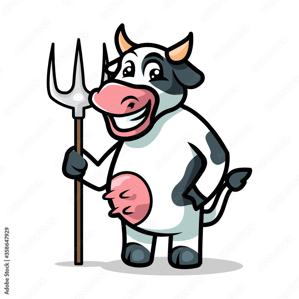 Naklejka premium Cow mascot illustration vector design