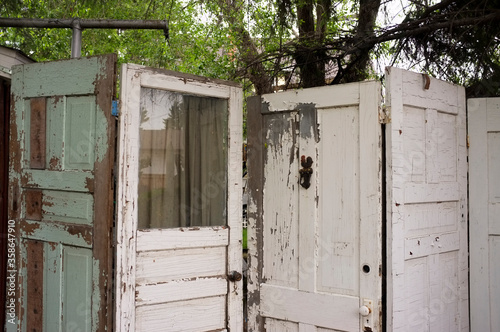 rows of painted old doors 