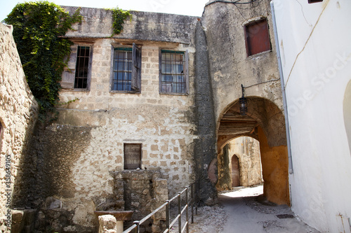 Street in ancient greek town, Rhodes Island, Greece
